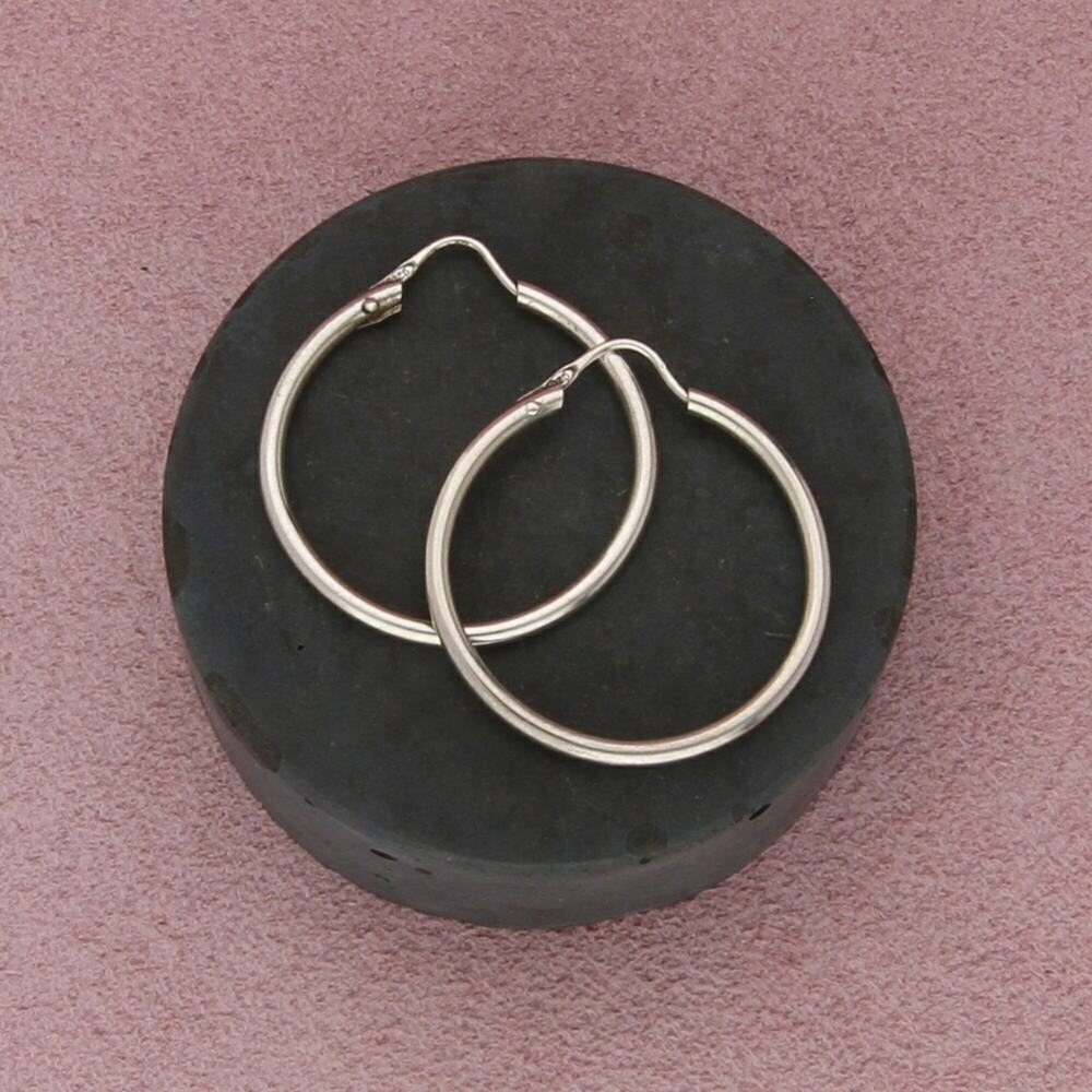 sterling silver vintage 30mm tube hoop earrings